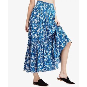 FREE PEOPLE Women’s Blue White Floral Way of the Wind Printed Maxi Skirt Small